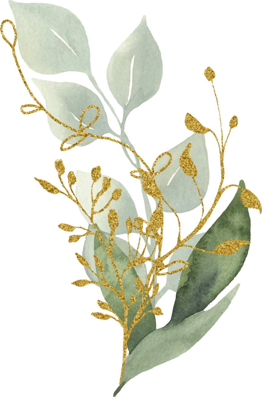 Watercolor Floral Green Gold Leaf Bouquet (1)
