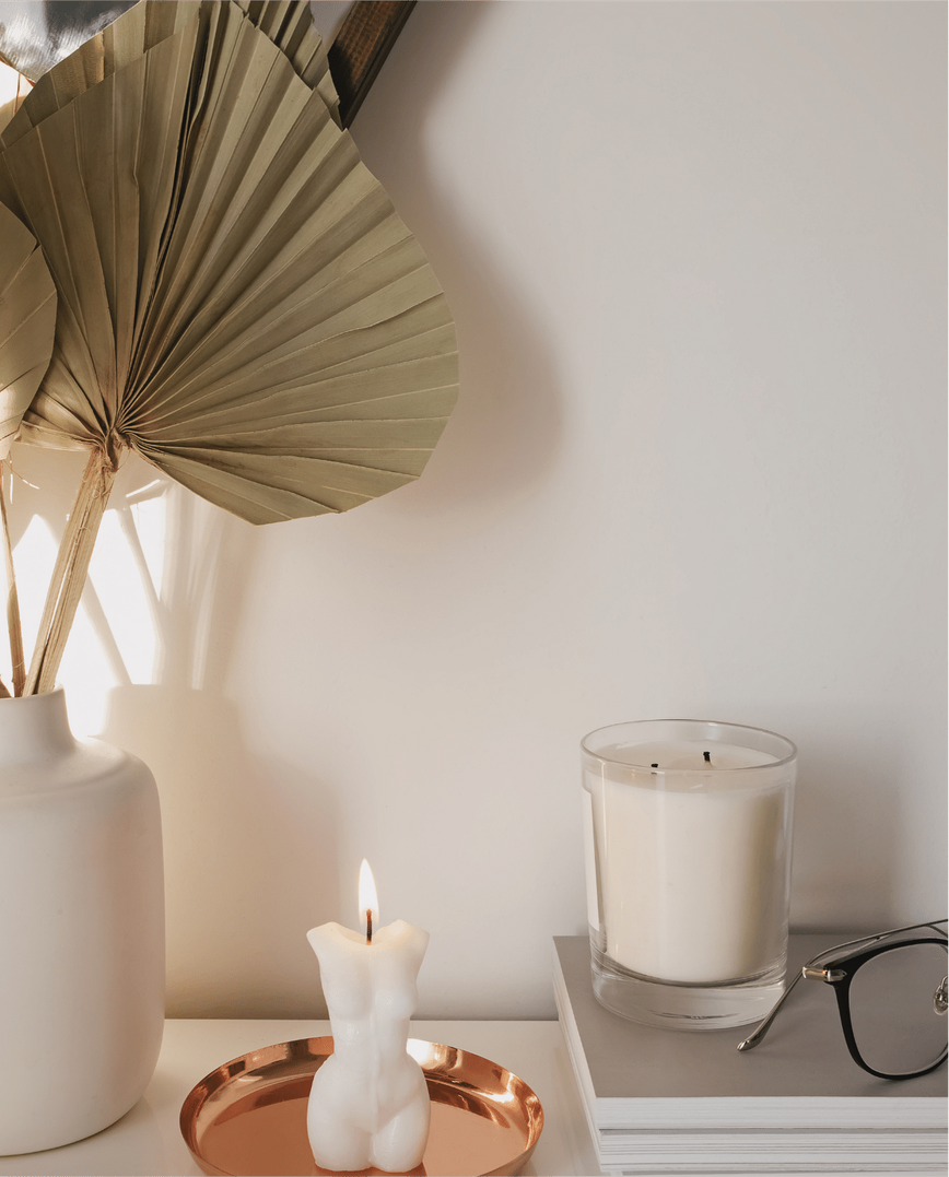 Lifestyle composition in neutral tones.